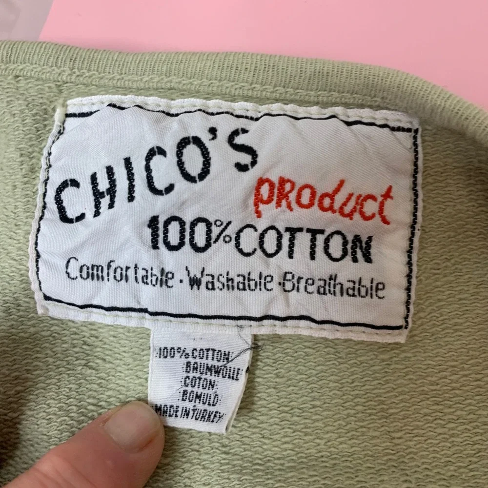 Chico's Cardigan Jacket Womens OS Sage Green Good Cotton Vintage 12509